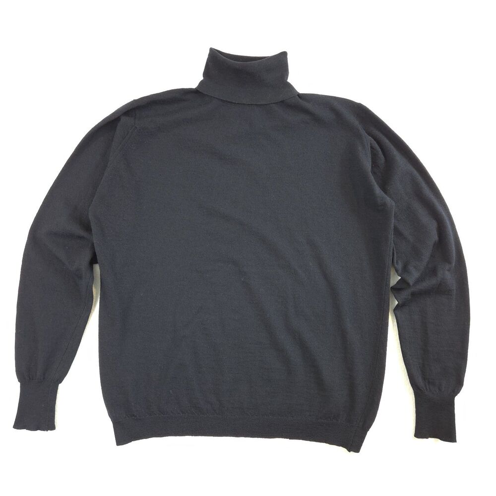Vintage Y2K Brooks Brothers All Wool Turtleneck Sweater Blue L Made in England